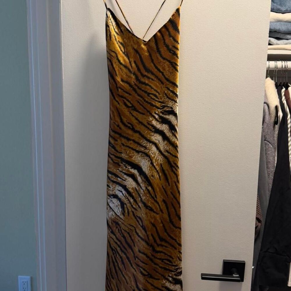 Topshop Women's Satin Slip Dress Tiger Print Size 0